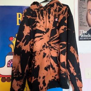 Bleach Tie Dyed Champion Reverse Weave Hoodie